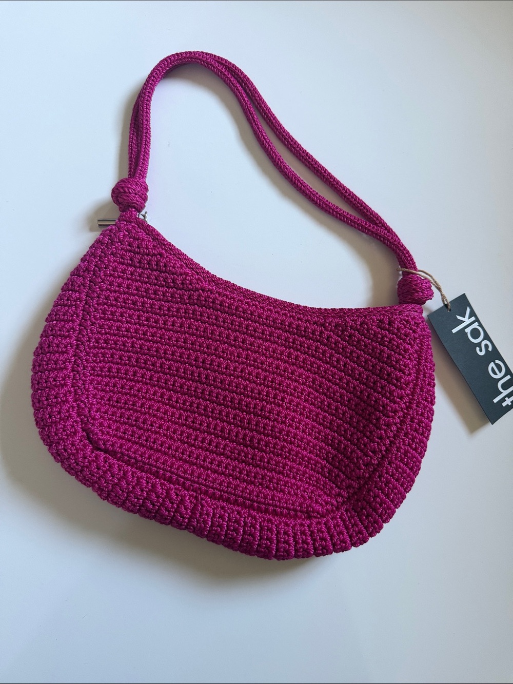 The Sak Crochet Shoulder Bag in Magenta